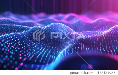 Abstract digital wave pattern with glowing pink... - Stock Illustration ...