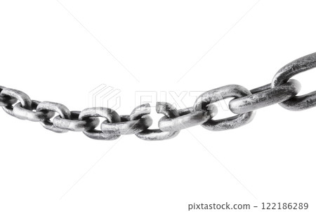 Broken metal chain isolated on white background, concept of freedom 122186289