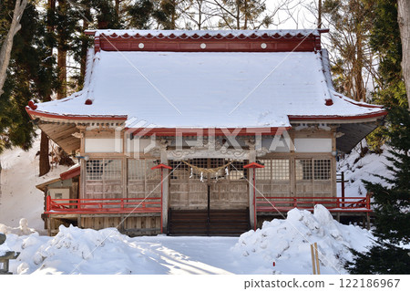 拍攝北海道厚生部町立稻荷神社境內的冬季風景 122186967