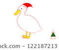 Duck wearing a Santa hat and a Christmas tree 122187213