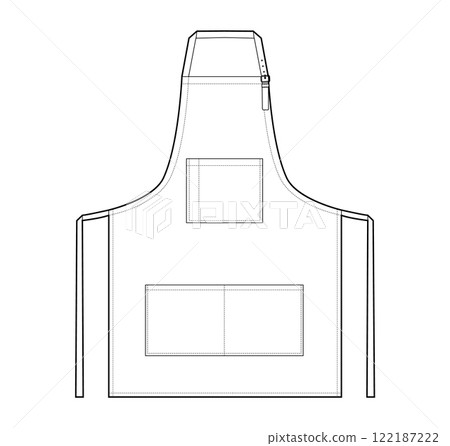 Work Aprons technical fashion illustration. Chef uniform for cooking cartoon Flat sketch outline apparel template front 122187222