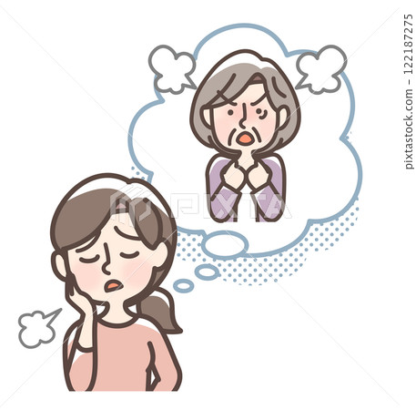 Woman troubled by angry old lady 122187275