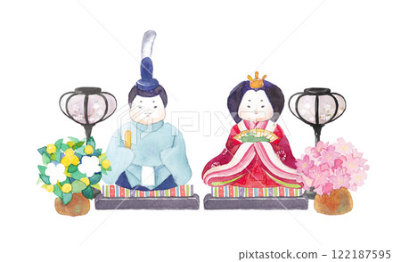 A plump Hina doll painted in watercolors A plump Hina doll painted in watercolors 122187595