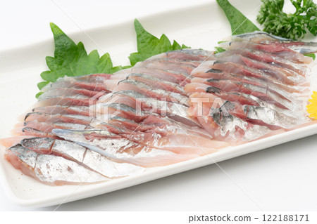 Close-up of fresh horse mackerel sashimi 122188171