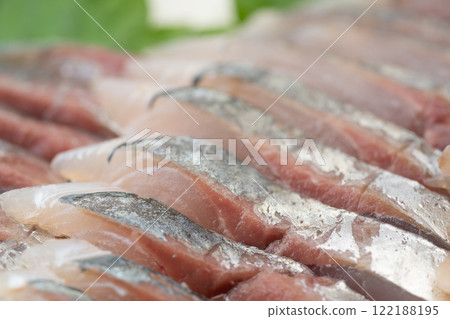 Close-up of fresh horse mackerel sashimi Close-up of fresh horse mackerel sashimi 122188195