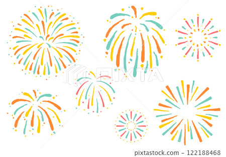 五彩繽紛的煙火向量插圖集 五彩繽紛的煙火向量插圖集 122188468