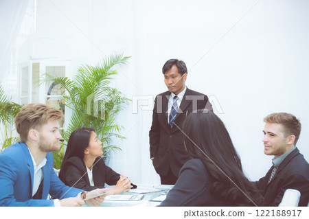 Group of team young business and executive discussing for planning marketing and strategy. Group of team young business and executive discussing for planning marketing and strategy. 122188917