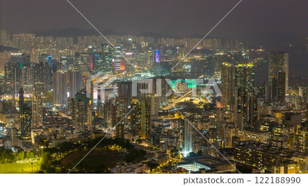 Dec 19 2024 Vibrant Nightscape of Modern HK City Skyscrapers a Dec 19 2024 Vibrant Nightscape of Modern HK City Skyscrapers a 122188990