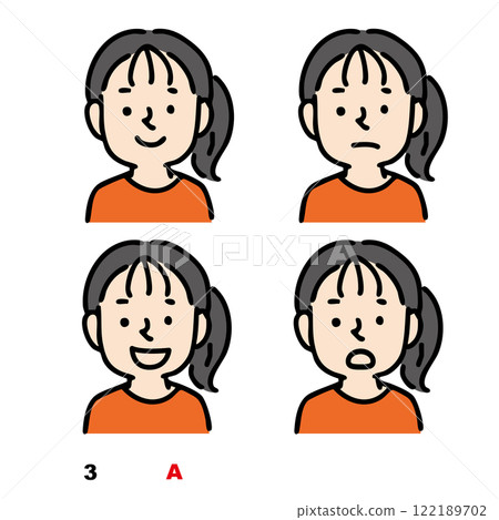 Four facial expressions of boys and men (color) 122189702