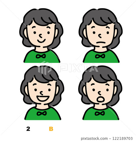 Four facial expressions of boys and men (color) 122189703