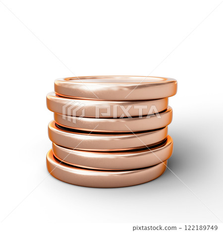 Stack of Shiny Gold Coins Isolated on a White Background 122189749
