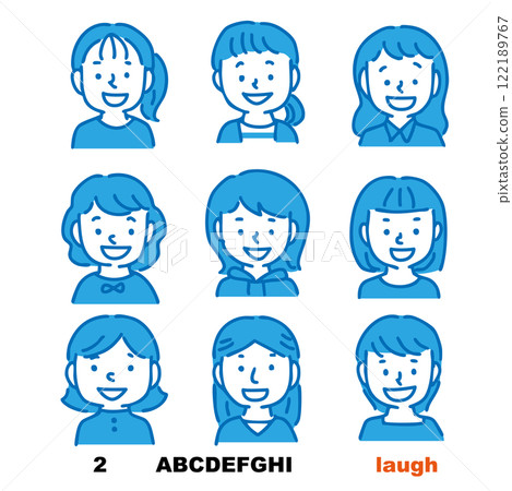 Illustration set of various girls and women (smile) 122189767