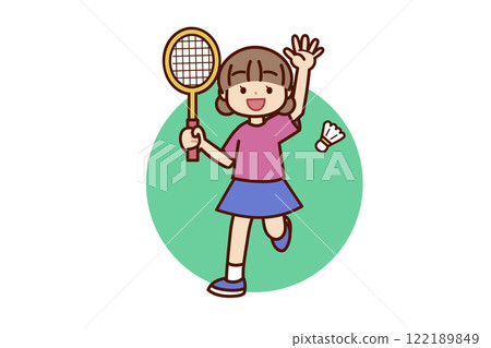 打羽毛球的小學生 122189849