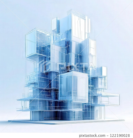 the AI Image Generator, Architectural Blueprint Design of Modern Glass Building 122190028