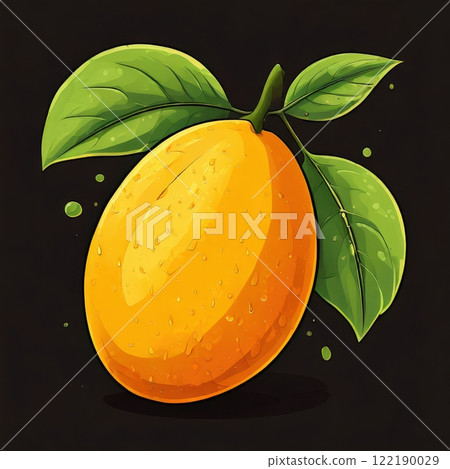 the AI Image Generator, Illustrated Juicy Yellow Fruit with Green Leaves the AI Image Generator, Illustrated Juicy Yellow Fruit with Green Leaves 122190029