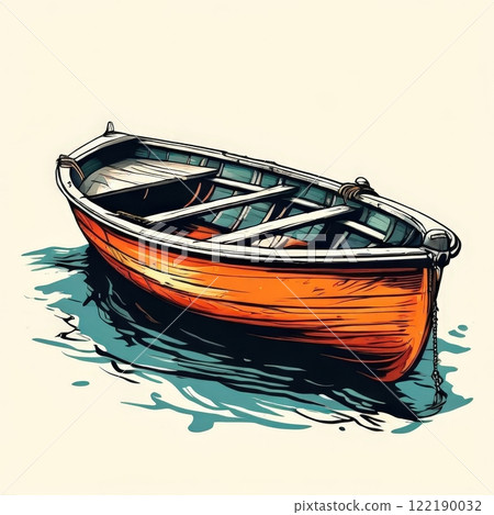 the AI Image Generator, Scenic Illustration of a Wooden Boat Floating the AI Image Generator, Scenic Illustration of a Wooden Boat Floating 122190032