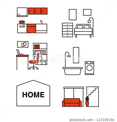 Room furniture illustration icon set Room furniture illustration icon set 122190156