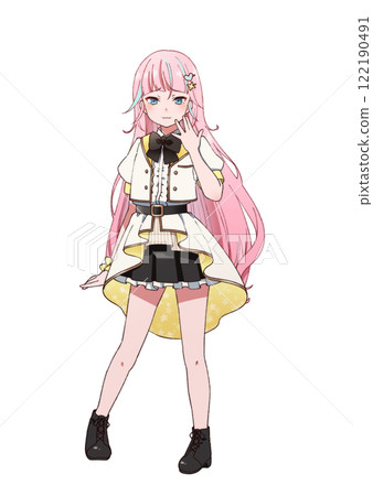 穿著偶像服裝的厚臉皮粉紅頭髮女孩 122190491