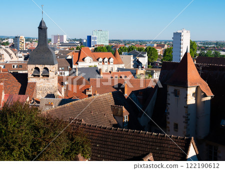 Houses and rooftops of Montlucon old city 122190612