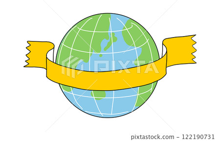 用絲帶地球的圖像插圖 用絲帶地球的圖像插圖 122190731
