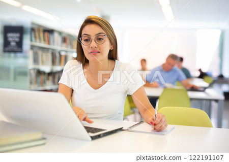 View on unimpressed young female latina student View on unimpressed young female latina student 122191107