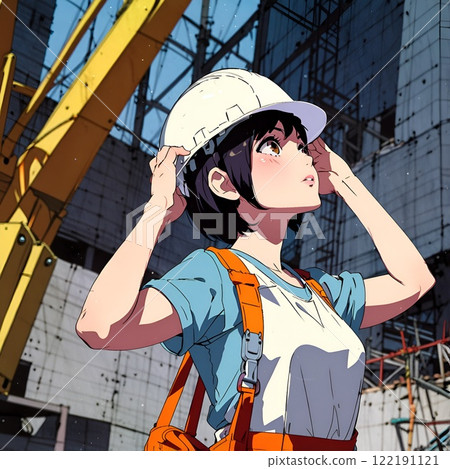 A woman working at a construction site 122191121
