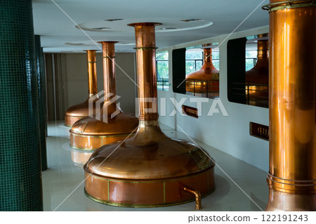 Brewery brewhouse interior. Modern brewery Brewery brewhouse interior. Modern brewery 122191243