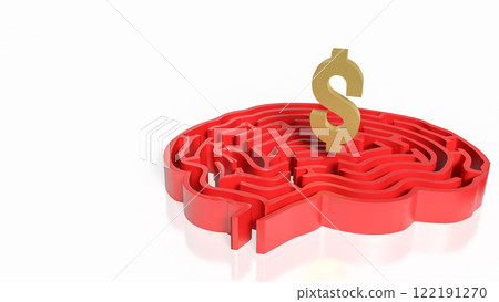 The Gold Dollar Symbol and maze for Business concept 3d Rendering. 122191270