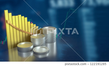 The Coins and chart for Business concept 3d Rendering. 122191285