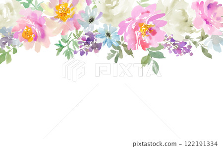 Vector illustration of abstract peony and rose painted in watercolor. Watercolor floral frame. Vector illustration of abstract peony and rose painted in watercolor. Watercolor floral frame. 122191334