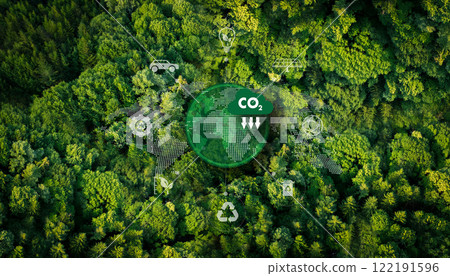 representing eco-friendly transport A leafy green plant with a CO2 cloud on top. 122191596