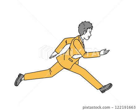 一個穿著西裝的男人全速奔跑和衝刺的插圖 122191663
