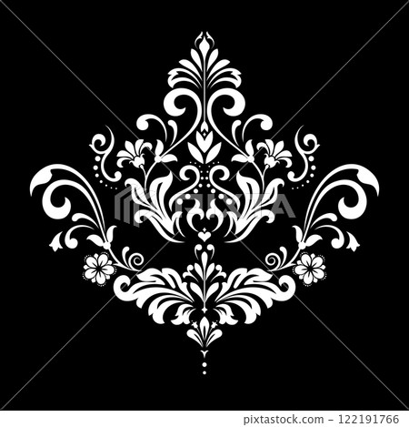 Damask graphic ornament. Floral design element. Black and white vector pattern. Damask graphic ornament. Floral design element. Black and white vector pattern. 122191766