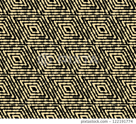 Abstract geometric pattern. A seamless vector background. Golden and black ornament. Graphic modern pattern. Simple lattice graphic design Abstract geometric pattern. A seamless vector background. Golden and black ornament. Graphic modern pattern. Simple lattice graphic design 122191774