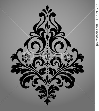 Damask graphic ornament. Floral design element. Black and gray vector pattern 122191783