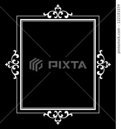 Decorative frame Elegant vector element for design in Eastern style, place for text. Floral black and white border. Lace illustration for invitations and greeting cards. Decorative frame Elegant vector element for design in Eastern style, place for text. Floral black and white border. Lace illustration for invitations and greeting cards. 122191834
