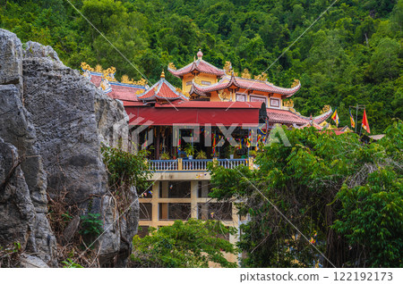 View of Buddhist pagoda in Asian city View of Buddhist pagoda in Asian city 122192173