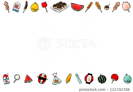 夏季節日主題框架向量插畫夏季節日框架複製空間水彩畫白色背景 122192386