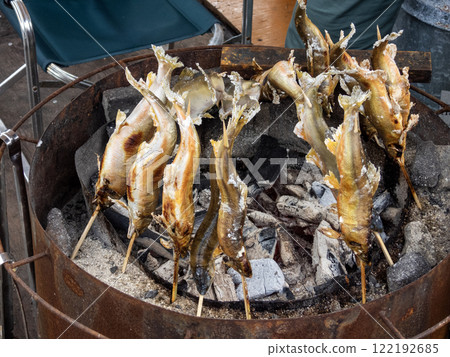 Spicy skewers of sweetfish 122192685