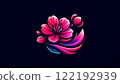 Pink plum blossoms floating on a black background 122192939