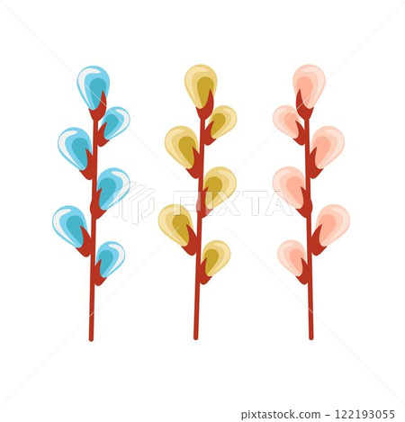 A collection of willow branches. Spring willow branch, Easter twigs, willow. 122193055