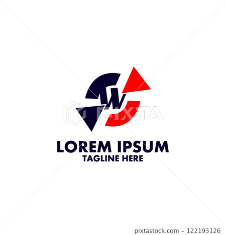 W letter with arrow target logo design vector 122193126