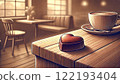 Coffee and chocolate on a cafe table 122193404