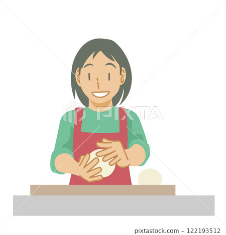 一個女人擀麵包麵團 122193512