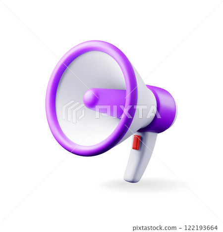3D megaphone, modern bullhorn or loudspeaker 122193664