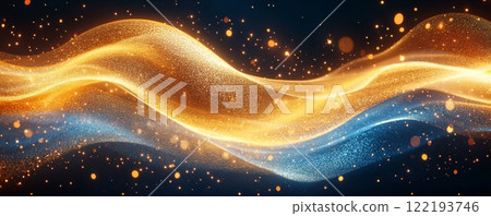 閃閃發光的抽象背景與金色和藍色的波浪 122193746