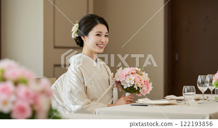 Bride in kimono Japanese wedding ceremony 122193856
