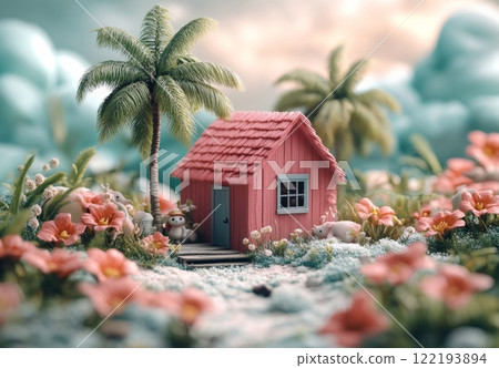 Tropical themed animal farm minimal background 122193894