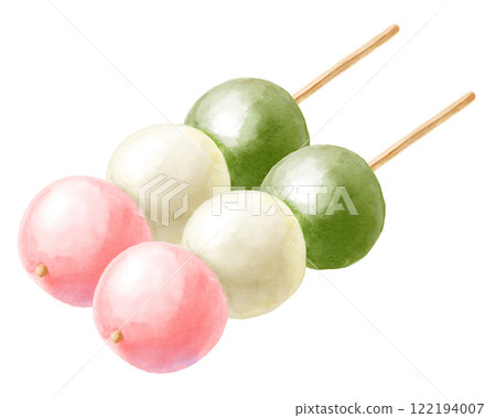Simple watercolor illustration of three-color dumplings (2 pieces) Simple watercolor illustration of three-color dumplings (2 pieces) 122194007