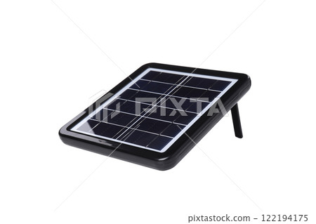 PNG,portable black solar panel, isolated on white background 122194175